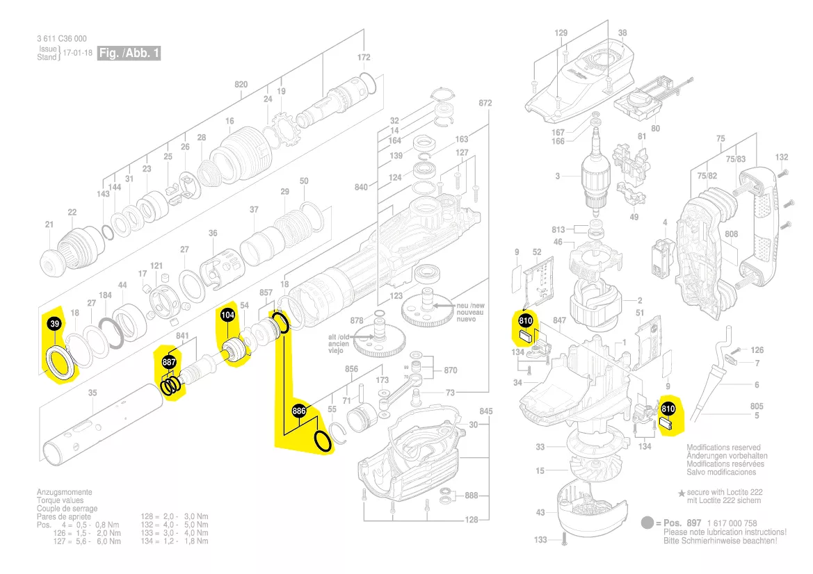 Kit d\'usure réf. 1 617 000 758 pour GSH 11 VC Bosch
